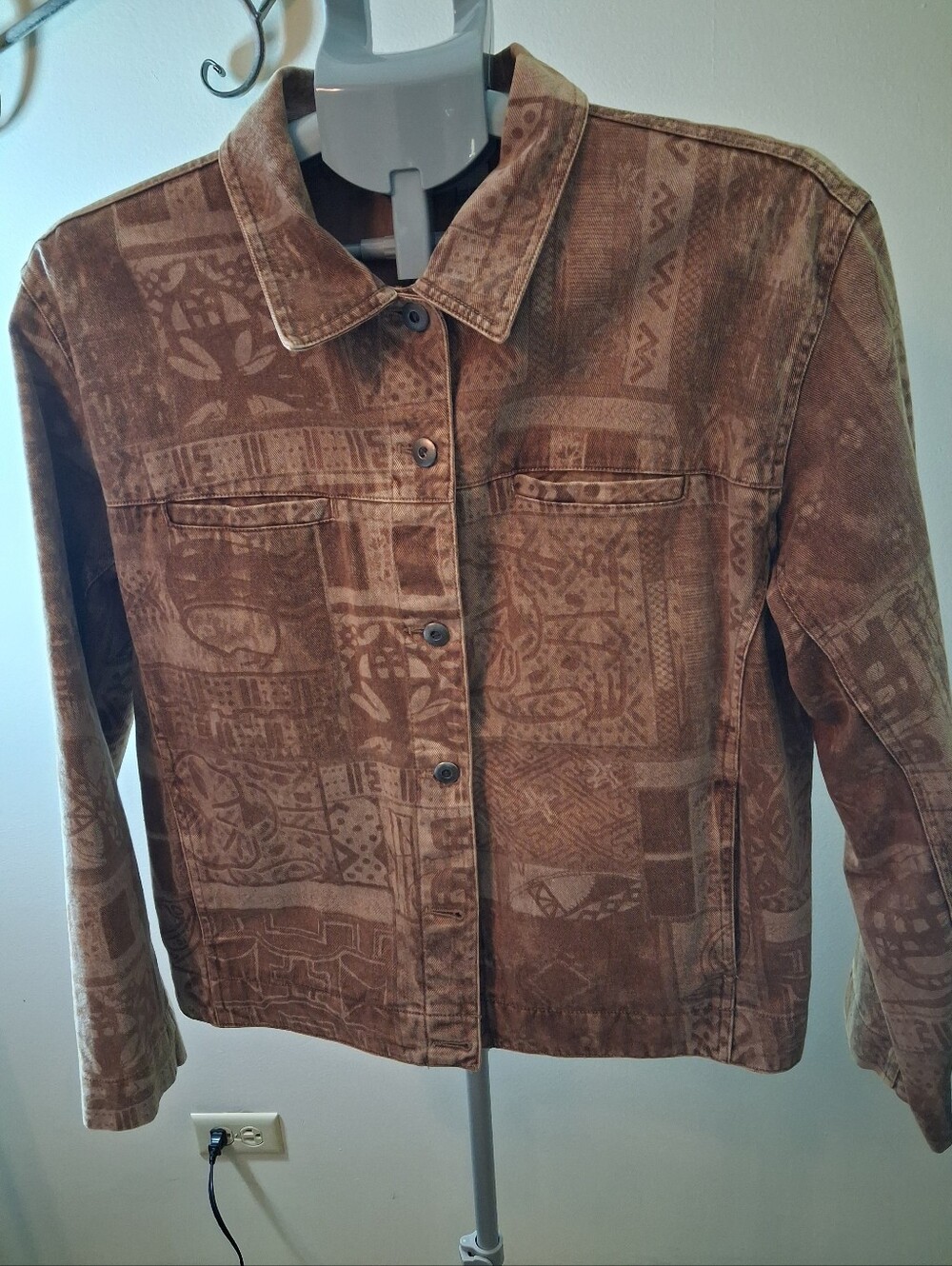 Chico's Brown Patterned Jean Jacket